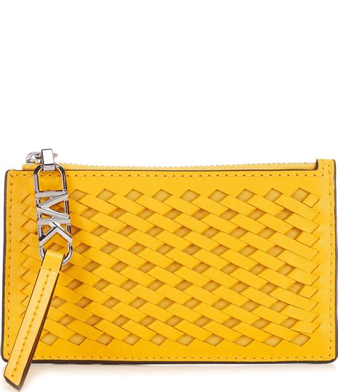 Michael Kors Empire Small Woven Leather Card Case .